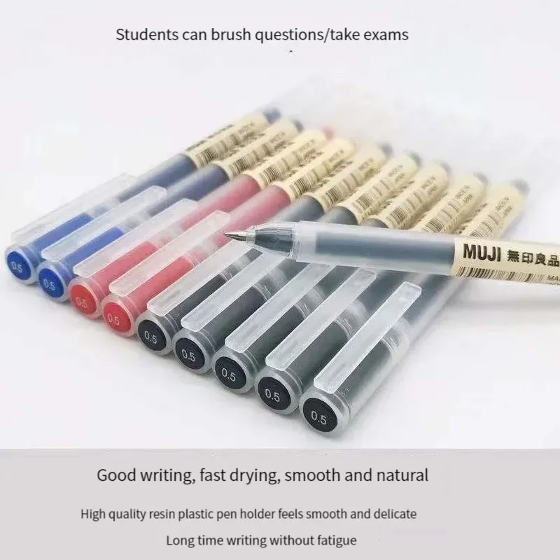 Muji Stationery Gel Pen - 6/8Pcs/Set MUJIs Gel Pen Black/Red/Blue 0.38/0.5mm