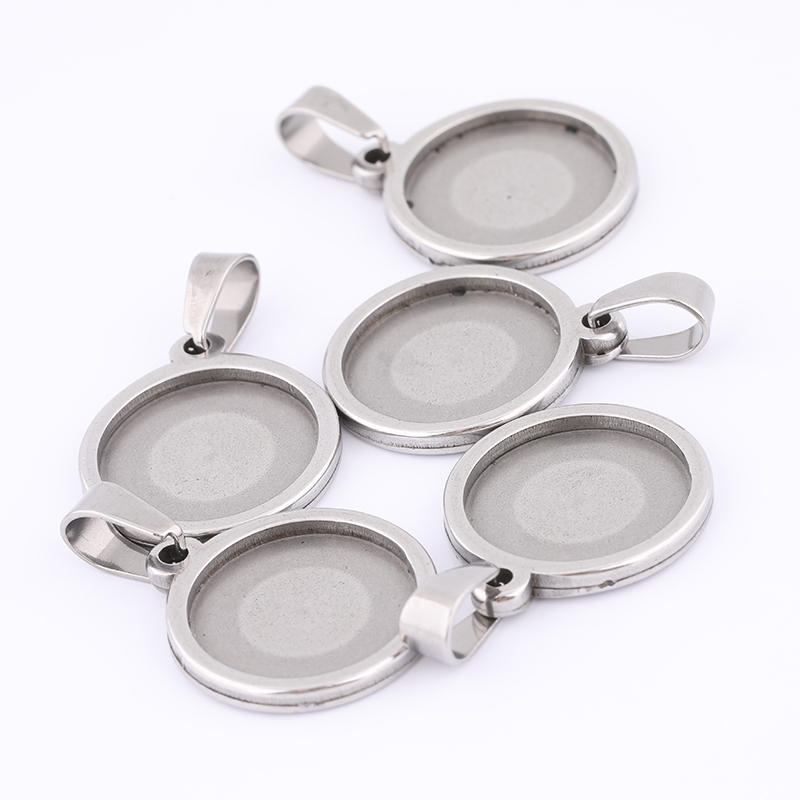 Bezels Set Pendant - 10pcs 15mm Round Cabochon Base Settings