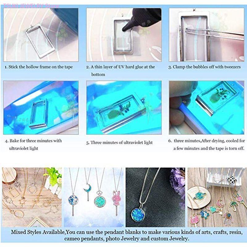 62KE 10x/Set Gold Honeycomb Bl - Bezels Set Pendant recension och pris