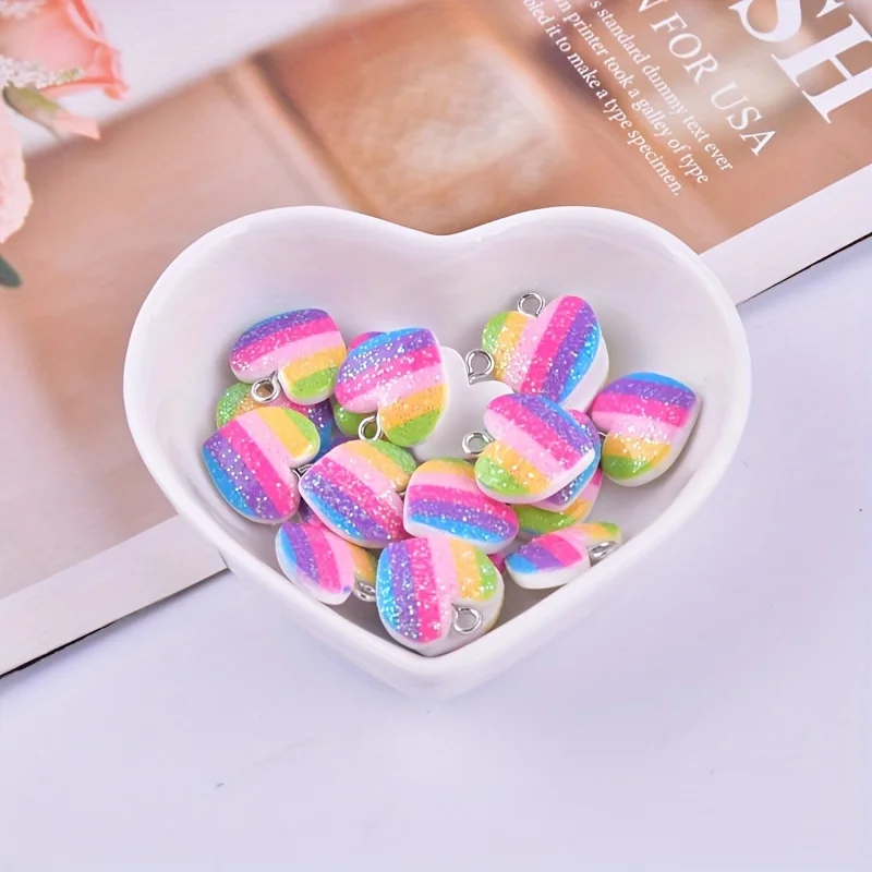 10Pcs Colorful Heart Resin Cha - Resin Craft Projects recension och pris