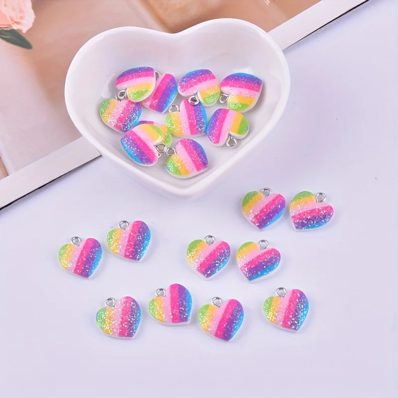10Pcs Colorful Heart Resin Cha - Resin Craft Projects recension och pris