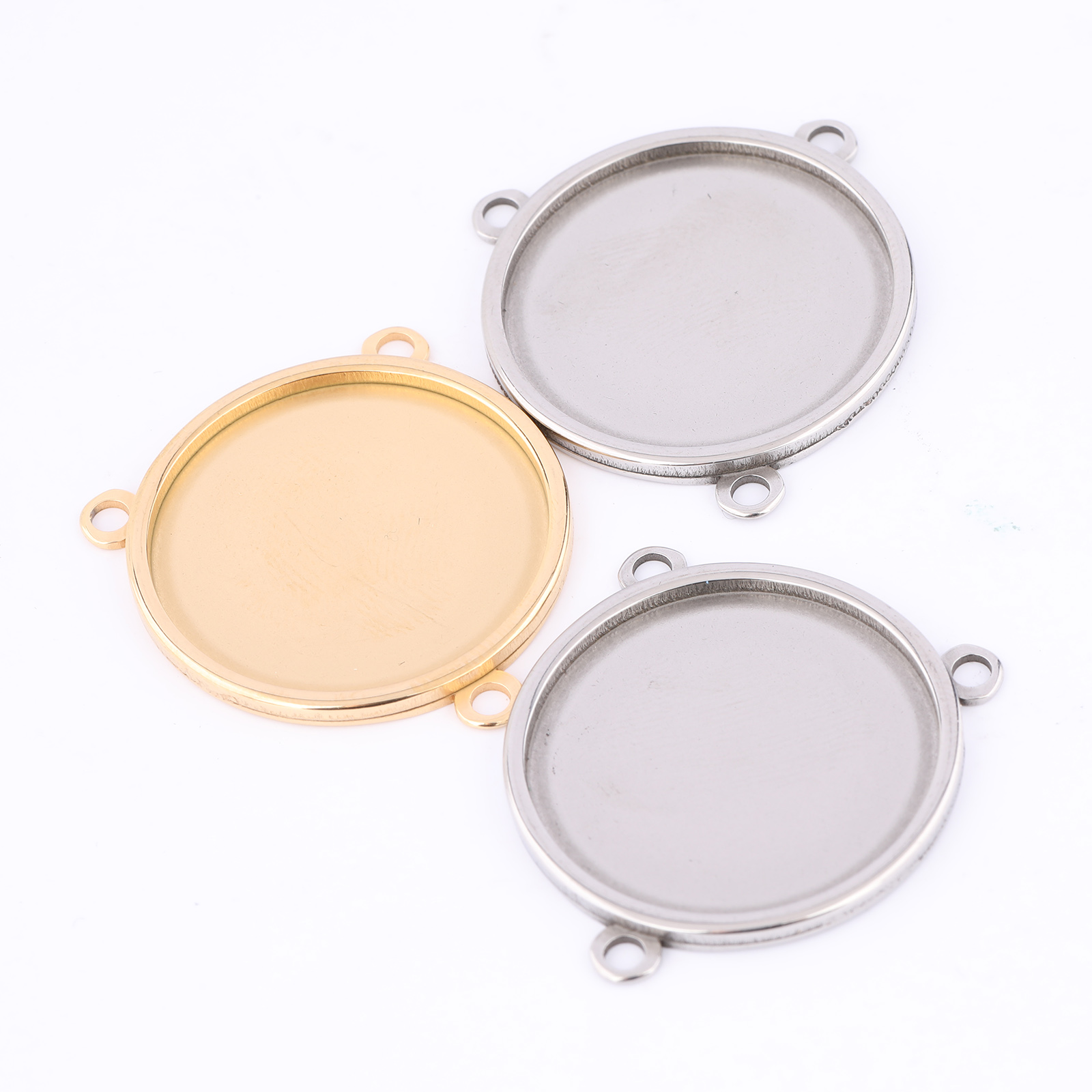 5pcs Stainless Steel Gold Plat - Bezels Set Pendant recension och pris